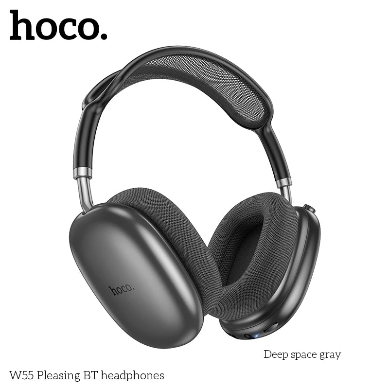 Stereo Headset Deep Bass HOCO W55 Over Ear Buetooth Earphone Wireless Music Headphone Mic HiFi Audio Sound Sport Earphones 40MM AUX TF