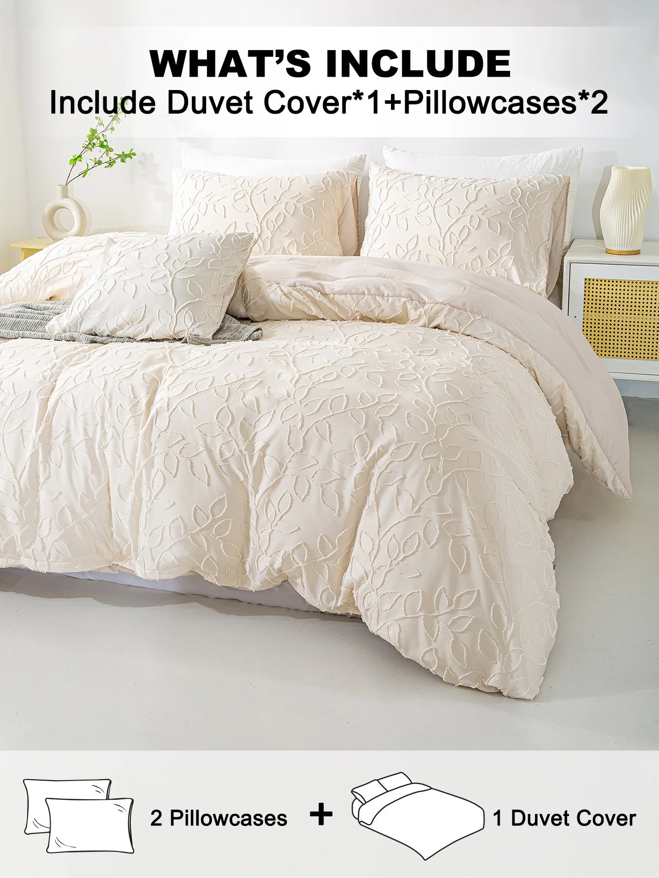 Cutting flower Bedding 3pcs Set with Zip Closure - Polyester, All-Season Comforter Set (Comforter & Pillow Shams Not Included)