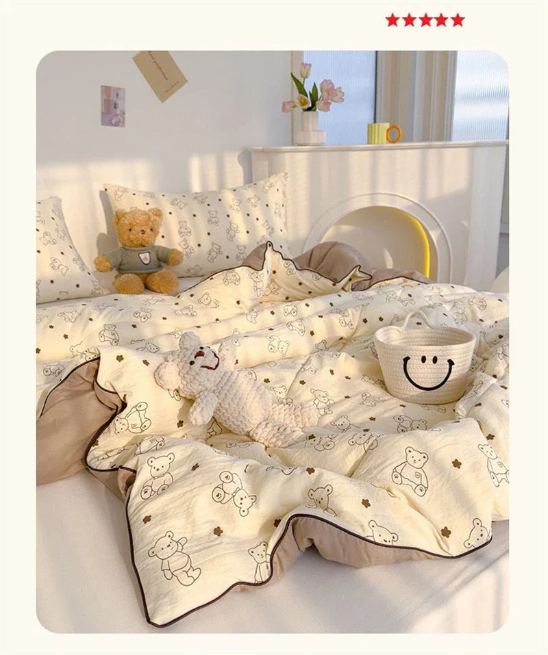 Ideal Printed Double Gauze Summer Quilt Grade A Lightweight Air Conditioning Quilt Soya Fibre Fill Soft Breathable Cool Summer Blanket
