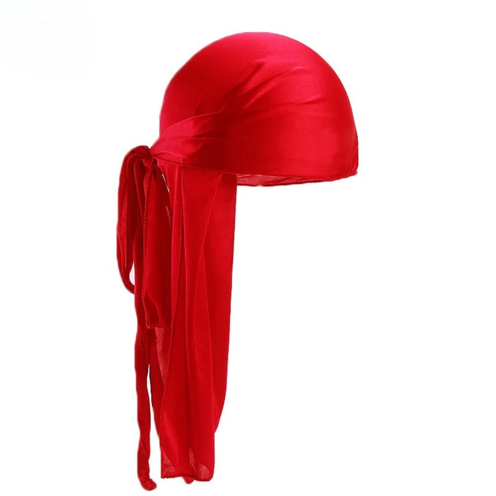 Silky Long Tail Durag, Pirate Hat Headwrap Bandana, Fashion Hair Cap Hijab for Men & Women