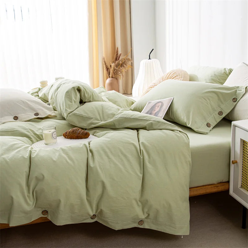 Hight Quality 3pcs  100% cotton bedding set Double Duvet Cover Set 220x240 Solid Twist Cotton King Size Bedding Set Quilt Cover Set