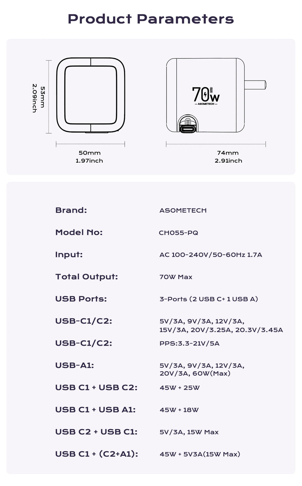 Fast Charging 70W GaN Charger With Retractable Type C Cable 45W PD QC PPS Travel Charger for iPhone 16 Laptop Macbook Tablet Samsung