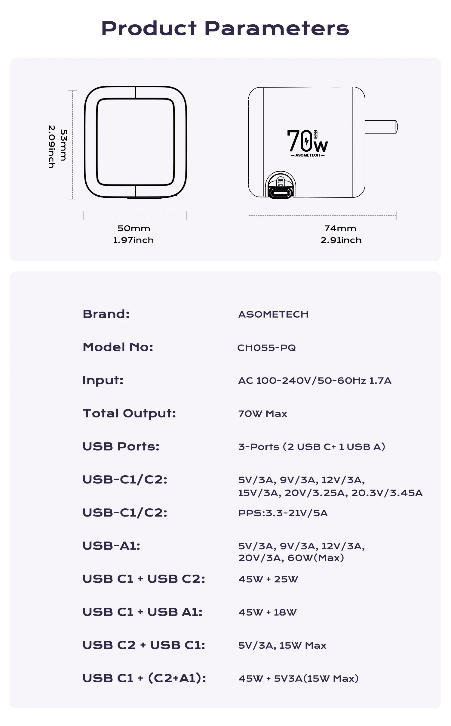 Fast Charging 70W GaN Charger With Retractable Type C Cable 45W PD QC PPS Travel Charger for iPhone 16 Laptop Macbook Tablet Samsung