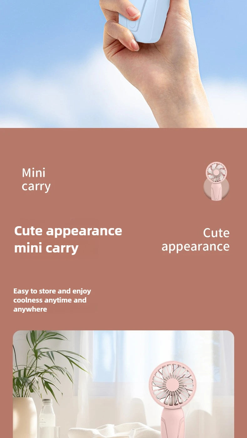 Handy Small Fan ABS Lightweight Cute Appearance USB Rechargeable Mini Fan for On Go Cooling Portable Mini Pocket Fan