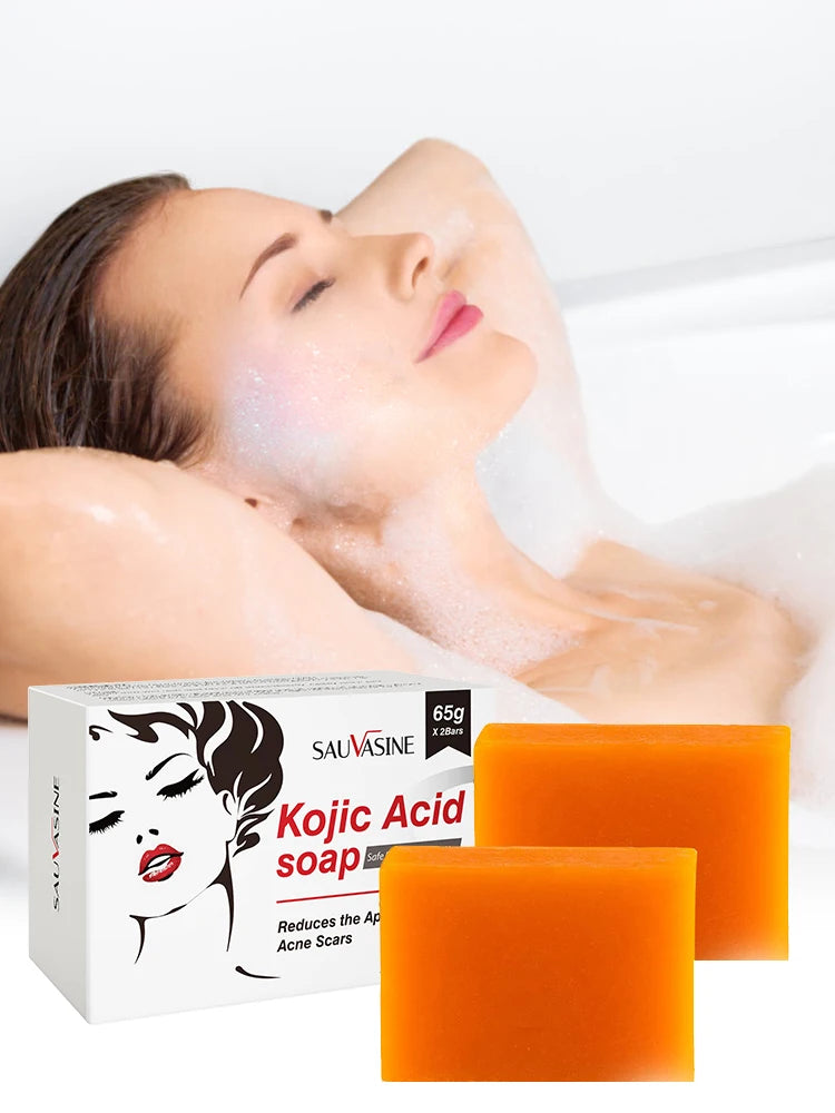 Homemade 2Pcs Kojic Acid Soap Natural Mild Non-Irritating Brightening Skin Exfoliator Body Face Cleansing Whitening Soap