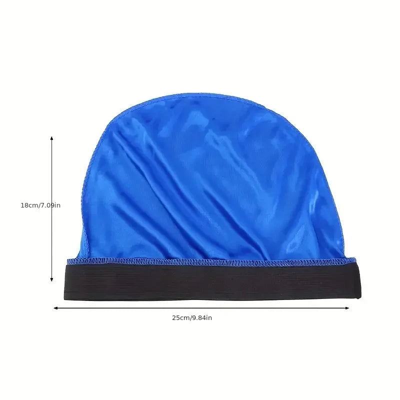 Combo 3PCS/LOT Men Silky Durag Long Tail Pirate Hat Headband Turban Dome Wave Cap Unisex Wig Cap Elastic Band Satin Bonnet