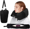 All-in-One Stuffable Travel Pillow with Clothes Storage - No Baggage Fees, Holds 5+ Days Essentials, Adjustable Strap, Black