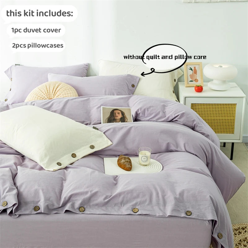 Hight Quality 3pcs  100% cotton bedding set Double Duvet Cover Set 220x240 Solid Twist Cotton King Size Bedding Set Quilt Cover Set