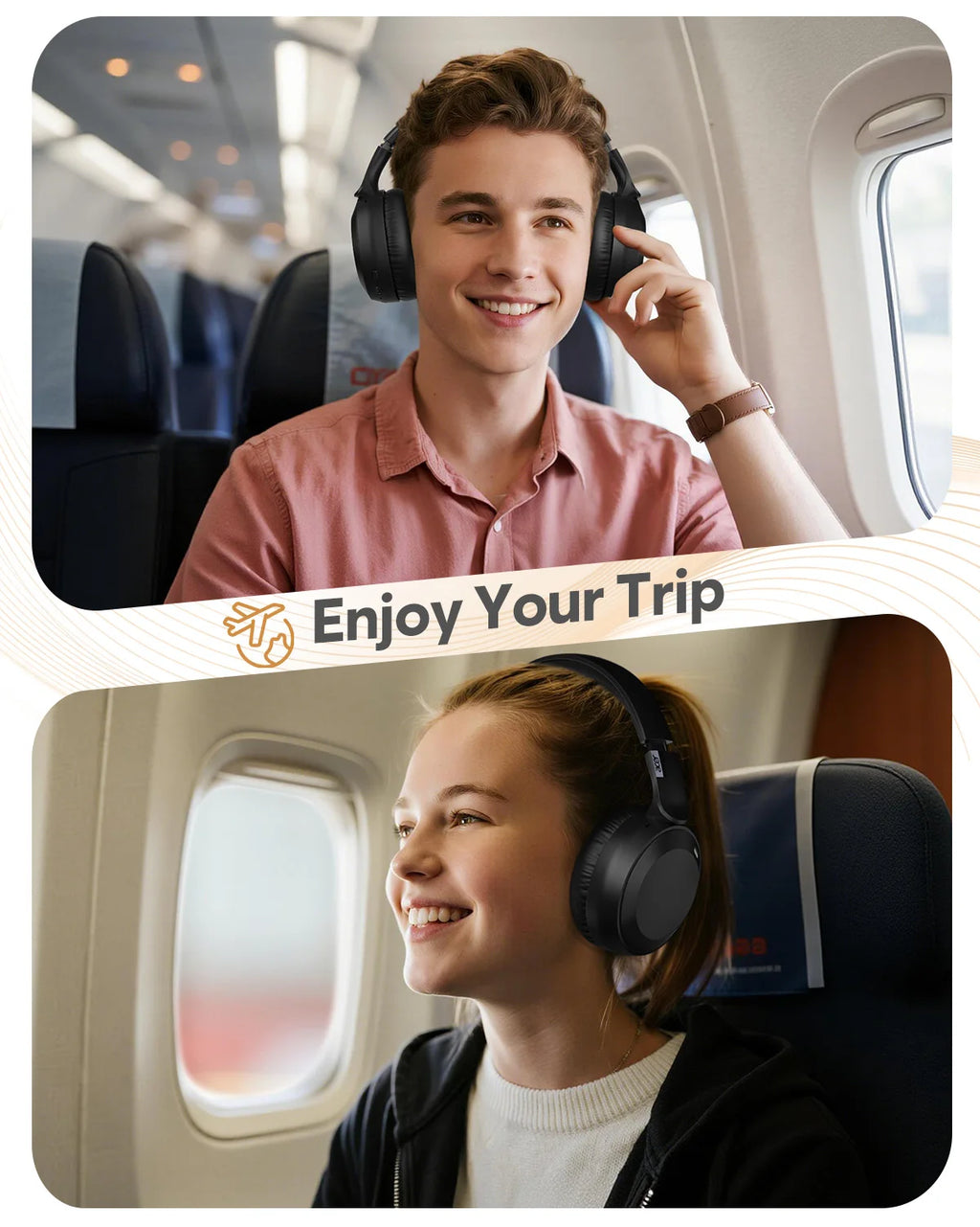 Genuine Acer OHR205 Wireless Bluetooth Headphones Foldable Over-Ear Headphone with 40mm Drivers Multipoint Bluetooth 6.0 for Home,Office