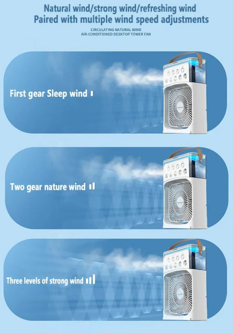 Combo 3 In 1 Fan AIr Conditioner Household Small Air Cooler LED Night Light Portable Humidifier Air Adjustment Fan Office Home Fan New