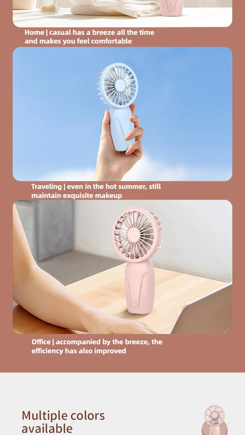 Handy Small Fan ABS Lightweight Cute Appearance USB Rechargeable Mini Fan for On Go Cooling Portable Mini Pocket Fan