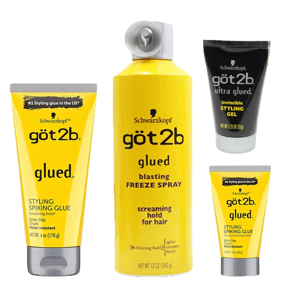 Combo Got2b Glued Spiking Glue Hair Gel Water invisible Resistant Strong Hold for wig adhesives dege control gel for Screaming Hold
