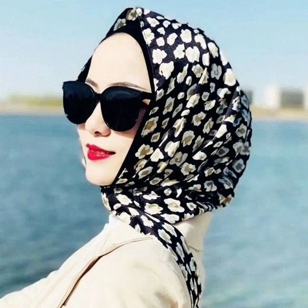 Scarf Style Women Simulation Silk Sunscreen Muslim Turban Hijab Cap Baotou Hat Headscarf