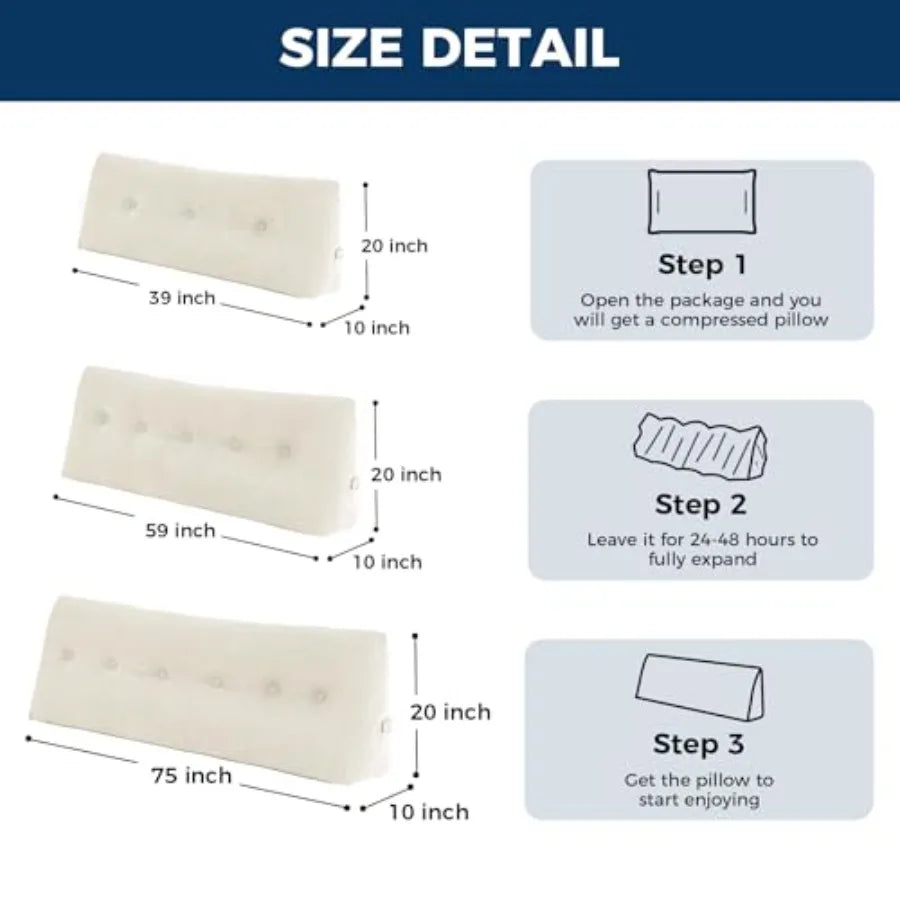 Large Headboard Pillow Triangle Pillows for Headboard Backrest Wedge Pillow for Reading Sitting Wor Daybed Pillows with Re