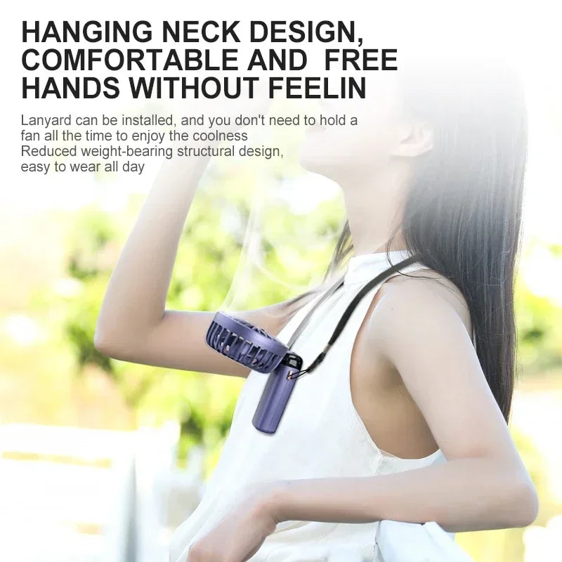Super Handy Mini Fan Foldable Neck Hanging Fans 5 Speed USB Rechargeable Fan with Phone Stand and Display Screen 1800mAh