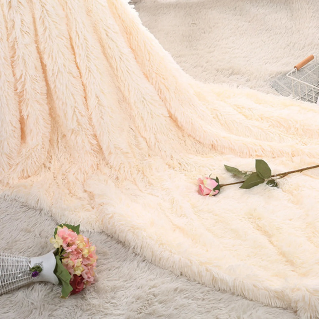 Fuzzy Fur 1PCS Super Soft Faux Elegant Cozy With Fluffy Throw Blanket Bed Sofa Bedspread Long Shaggy Soft Warm Bedding Sheet