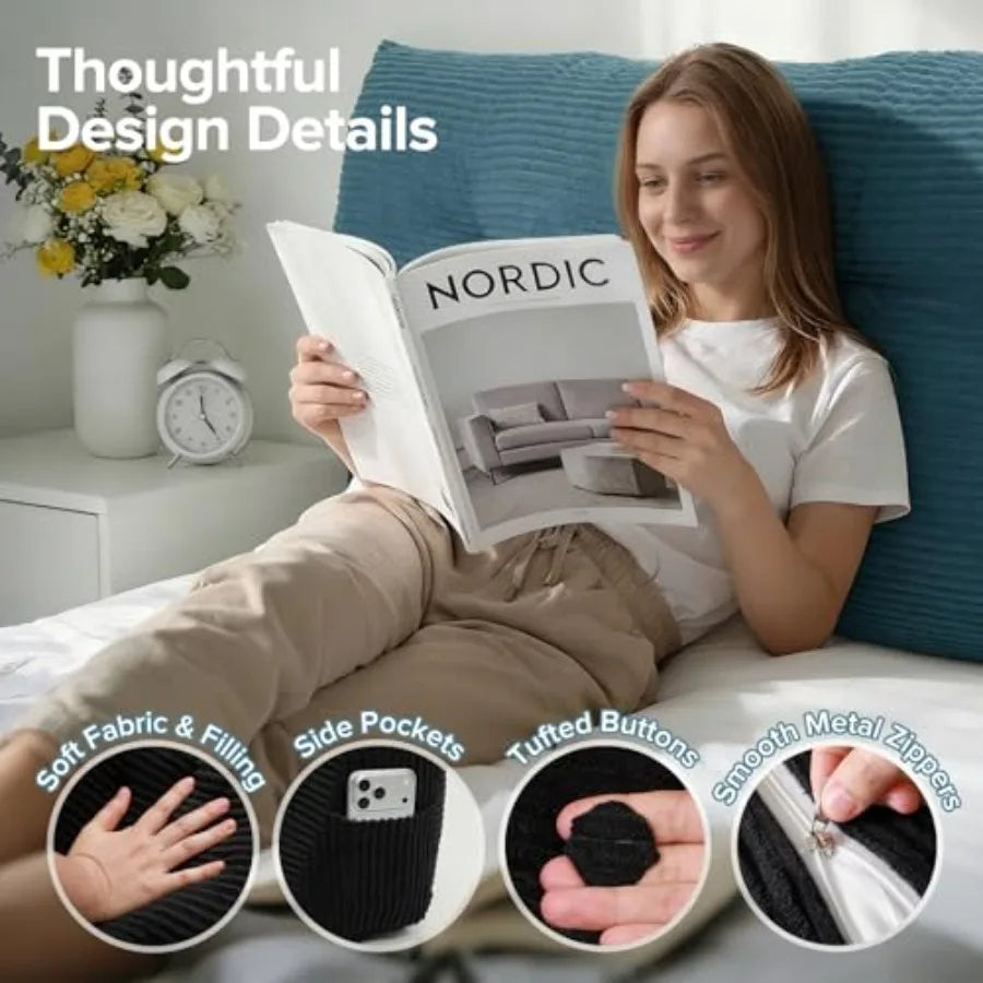 Super Soft Headboard Pillow for Sitting Up in Bed Queen Size Backrest Triangle Reading Pillow for Daybed Supportive Bed Back Pillow for Re