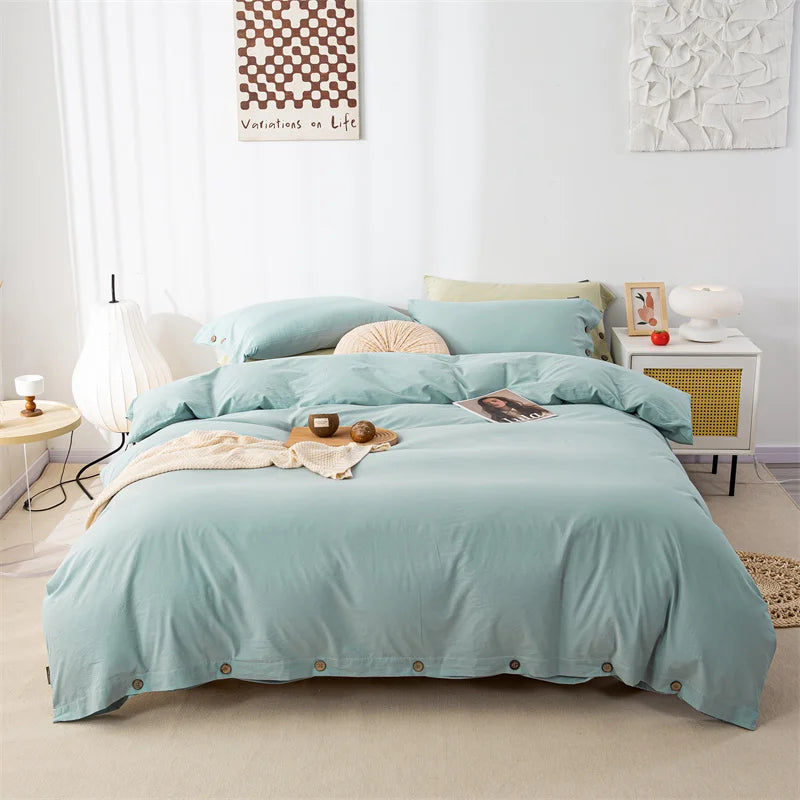 Hight Quality 3pcs  100% cotton bedding set Double Duvet Cover Set 220x240 Solid Twist Cotton King Size Bedding Set Quilt Cover Set