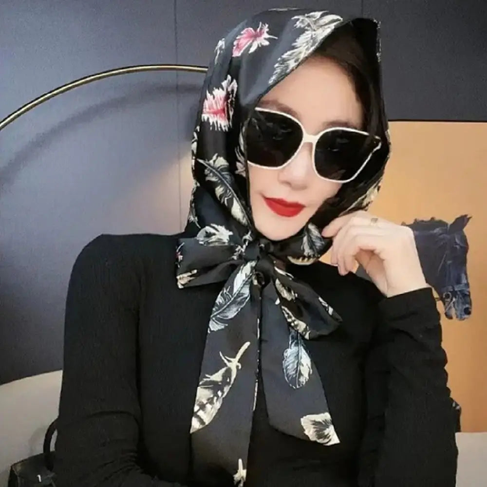 Scarf Style Women Simulation Silk Sunscreen Muslim Turban Hijab Cap Baotou Hat Headscarf