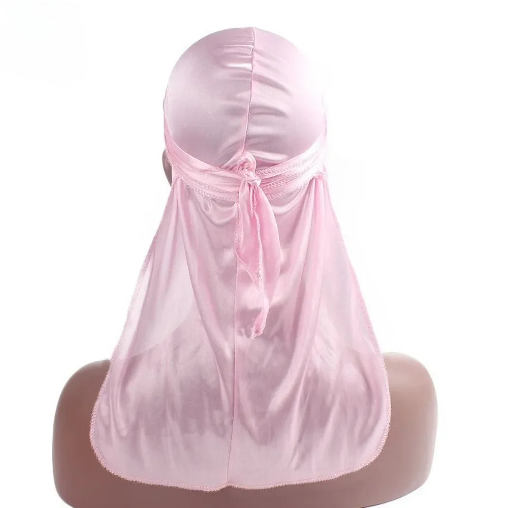 Silky Long Tail Durag, Pirate Hat Headwrap Bandana, Fashion Hair Cap Hijab for Men & Women