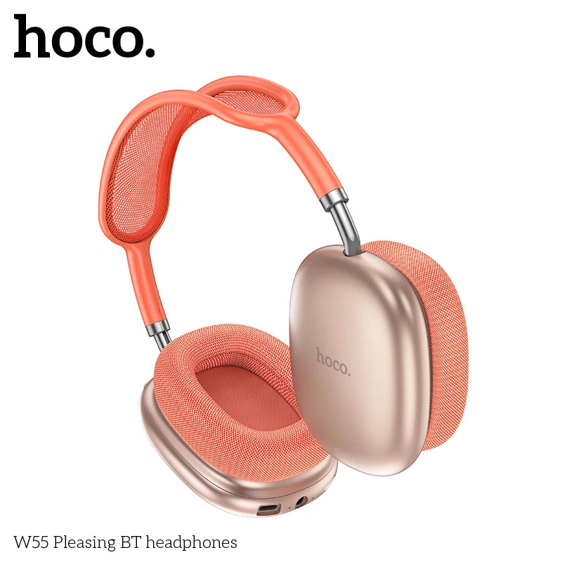 Stereo Headset Deep Bass HOCO W55 Over Ear Buetooth Earphone Wireless Music Headphone Mic HiFi Audio Sound Sport Earphones 40MM AUX TF