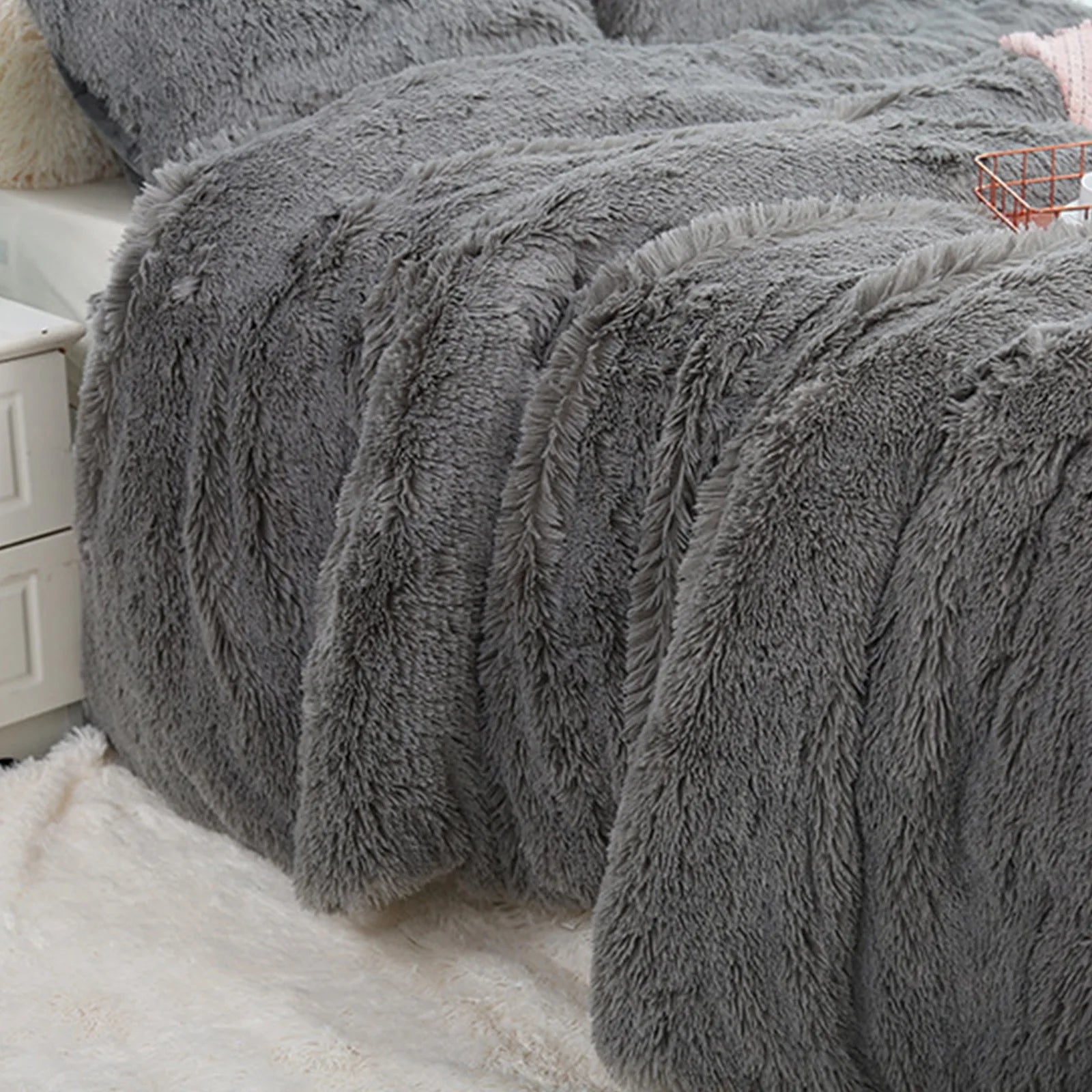 Fuzzy Fur 1PCS Super Soft Faux Elegant Cozy With Fluffy Throw Blanket Bed Sofa Bedspread Long Shaggy Soft Warm Bedding Sheet