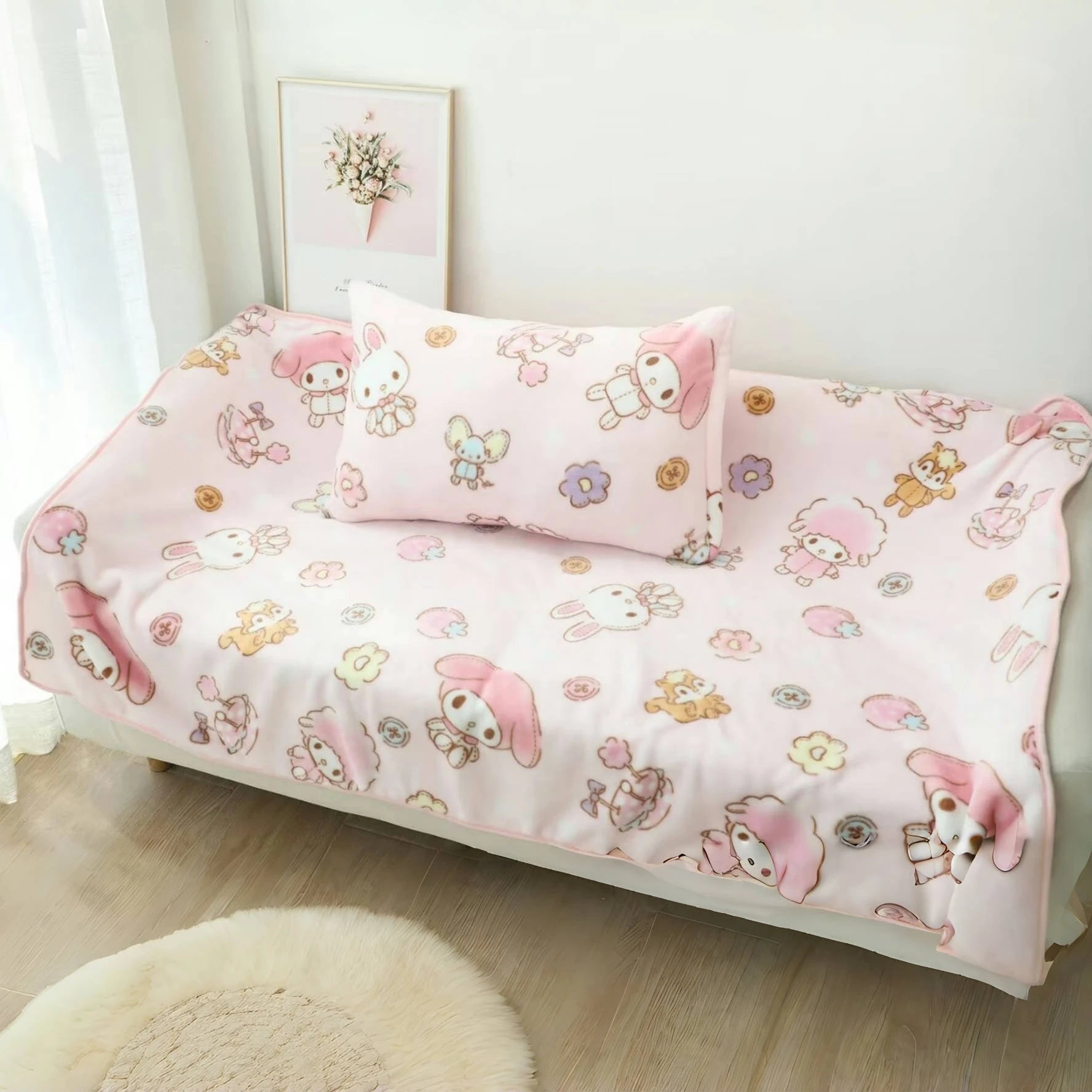 Ideal Nap Blanket & Sofa Cover Blanket Kawaii Japanese Style Flannel Soft Warm Sheet Leg Blanket Girls Gifts