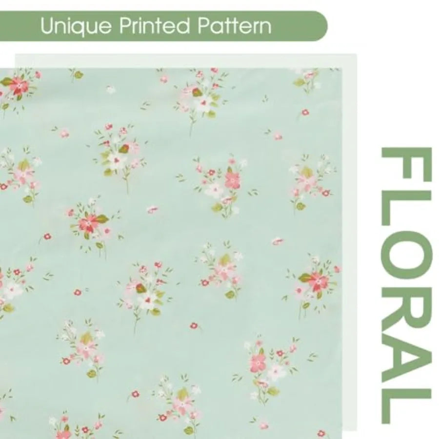 Natural Mint Floral Sheets King Size Deep Pocket Sheets Black Soft Breathable Farmhouse 4pcs Bed Sheet Sets