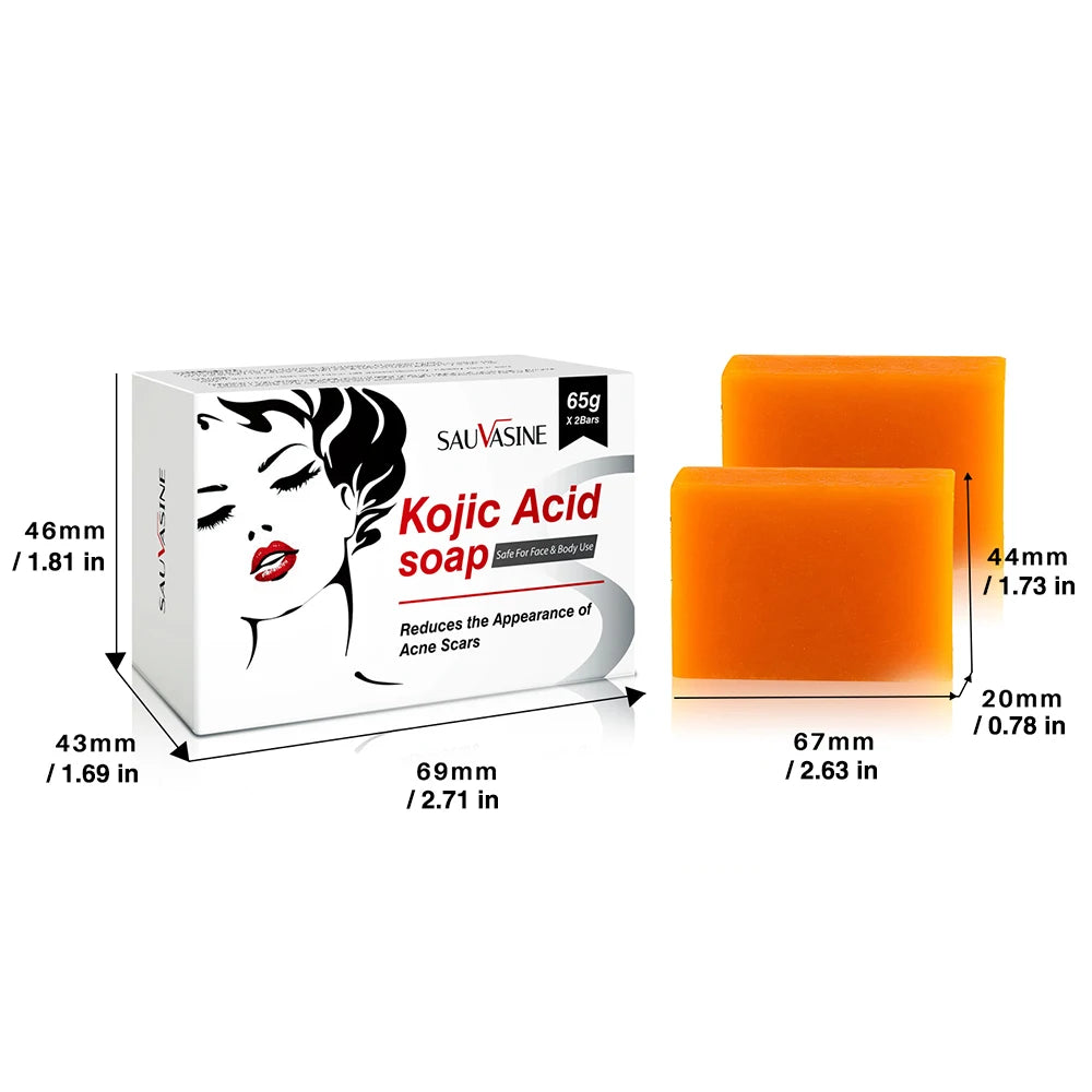 Homemade 2Pcs Kojic Acid Soap Natural Mild Non-Irritating Brightening Skin Exfoliator Body Face Cleansing Whitening Soap