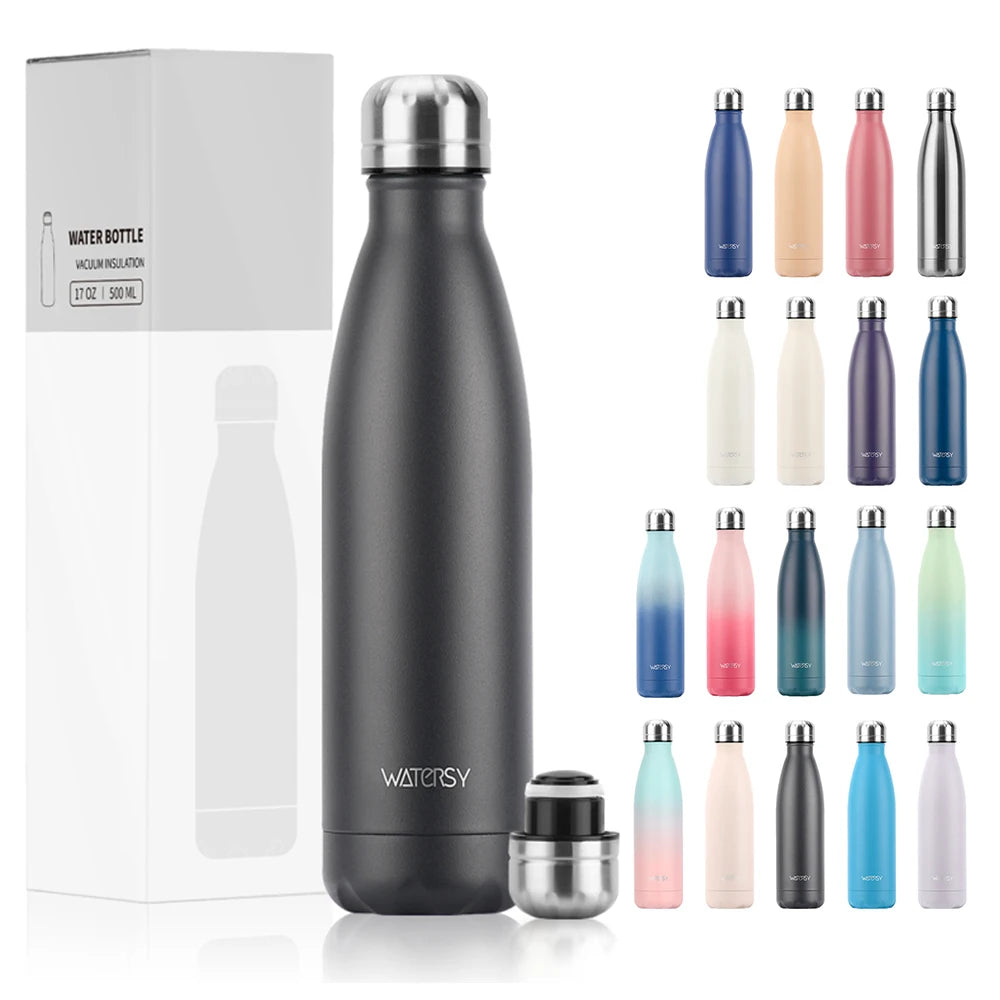Stainless Steel Water Bottle 500ml Insulated Vacuum Flask Double Wall Thermal Cup Keep Cold Hot Sports Kettle