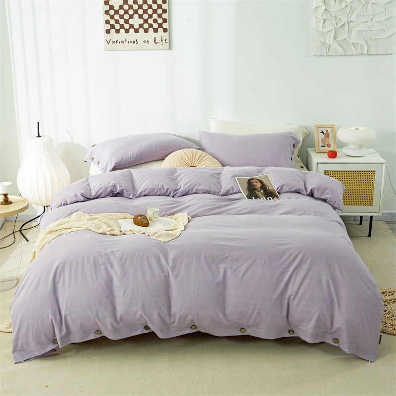 Hight Quality 3pcs  100% cotton bedding set Double Duvet Cover Set 220x240 Solid Twist Cotton King Size Bedding Set Quilt Cover Set