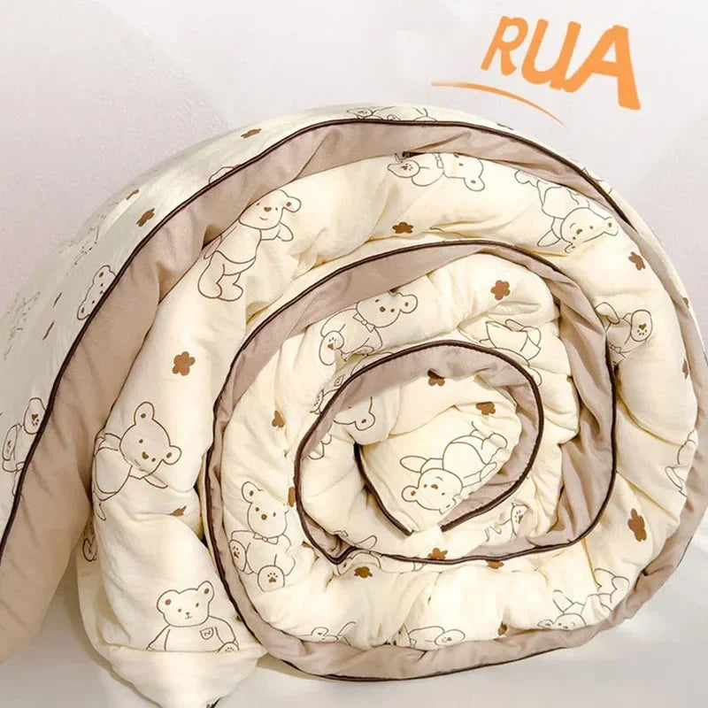 Ideal Printed Double Gauze Summer Quilt Grade A Lightweight Air Conditioning Quilt Soya Fibre Fill Soft Breathable Cool Summer Blanket