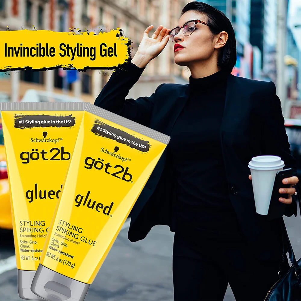 Combo Got2b Glued Spiking Glue Hair Gel Water invisible Resistant Strong Hold for wig adhesives dege control gel for Screaming Hold