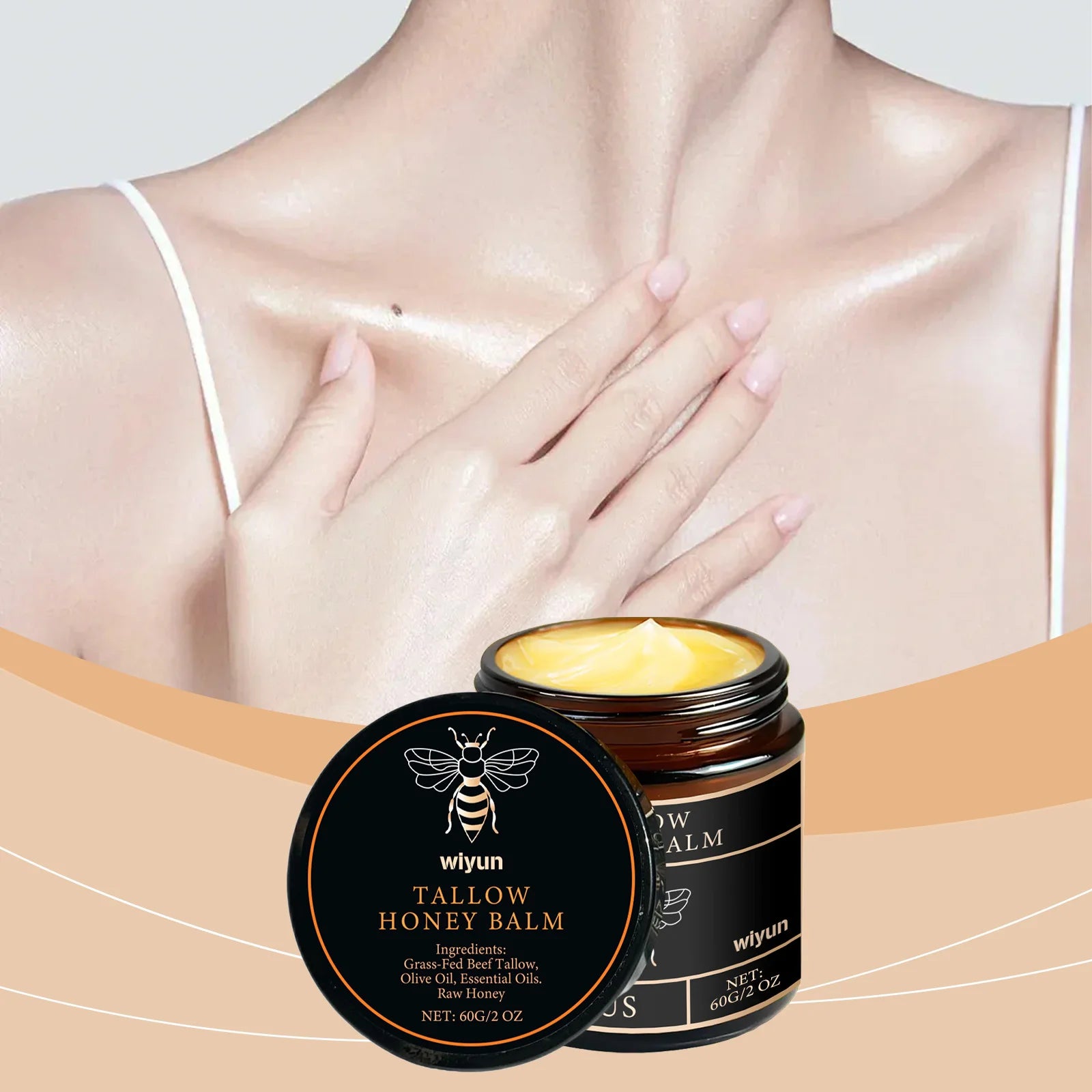Pure Tallow Honey Balm Glowing Hydrating Skin Enhacne Elasticity Improve Dullness Fade Fine Lines Firming Face Body Moisturize Cream