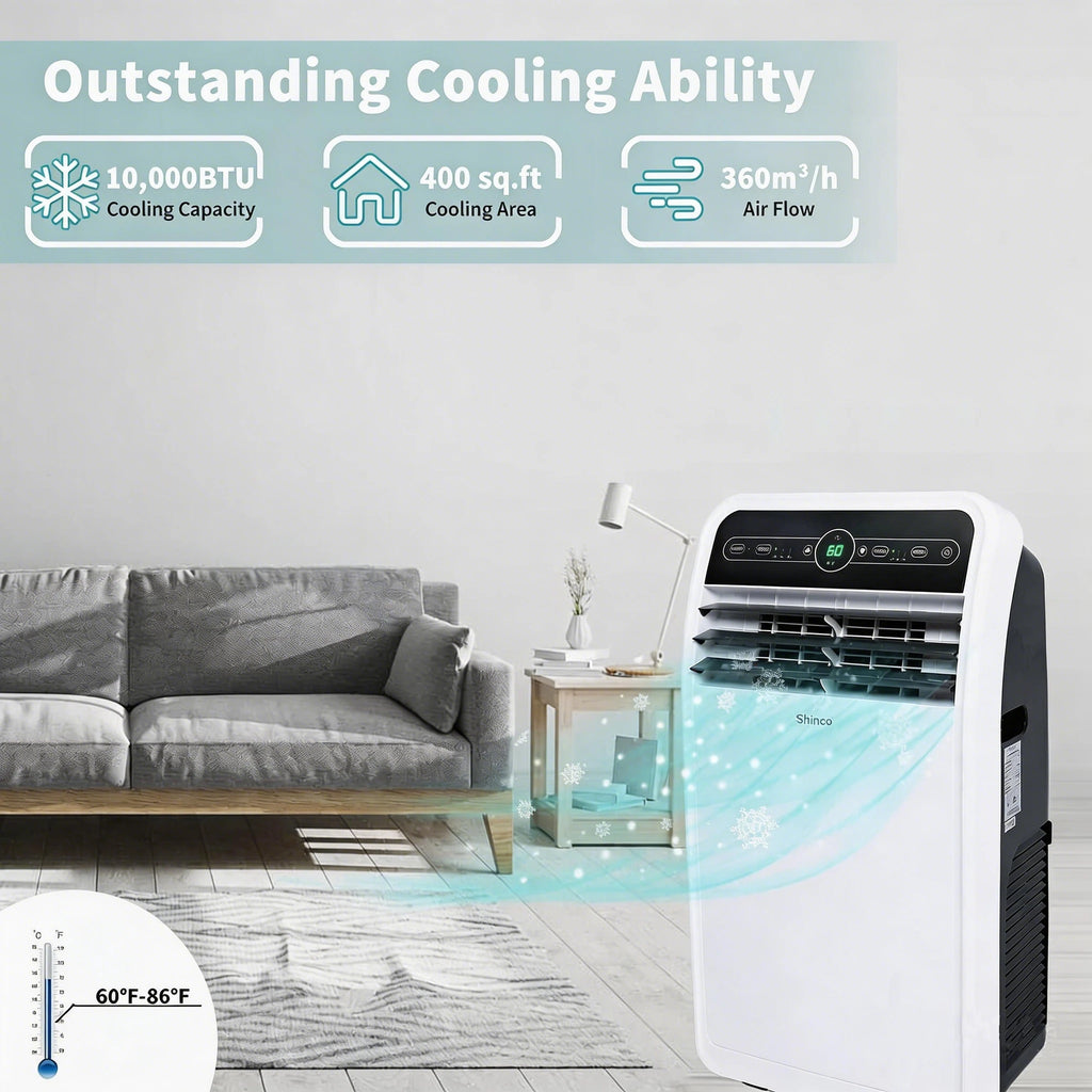 AC Shinco 10,000 BTU Portable Air Conditioner, Portable AC Unit with Built-in Cool, Wi-Fi Enabled for Room up to 400 sq.