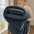Striped Flannel Fleece Blanket Ultra-Soft, Light weight  Fur Rabbit Blanket 3Lbs , BEST PRICE IN US
