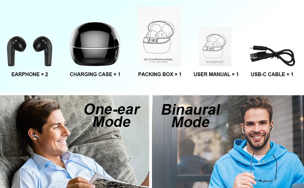 Deep Bass Wireless Earbuds, Bluetooth 5.3 Earbuds Stereo Bass, Noise Cancelling Mic, Earphones IPX7 Waterproof Sports, 35H Playback.