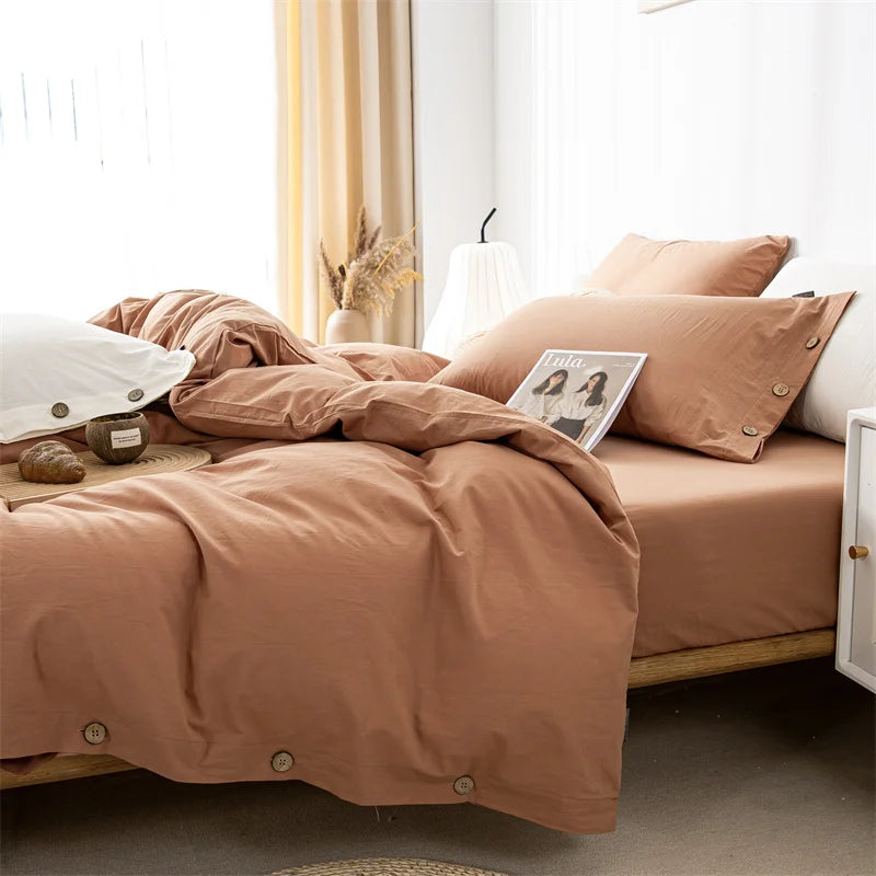 Hight Quality 3pcs  100% cotton bedding set Double Duvet Cover Set 220x240 Solid Twist Cotton King Size Bedding Set Quilt Cover Set