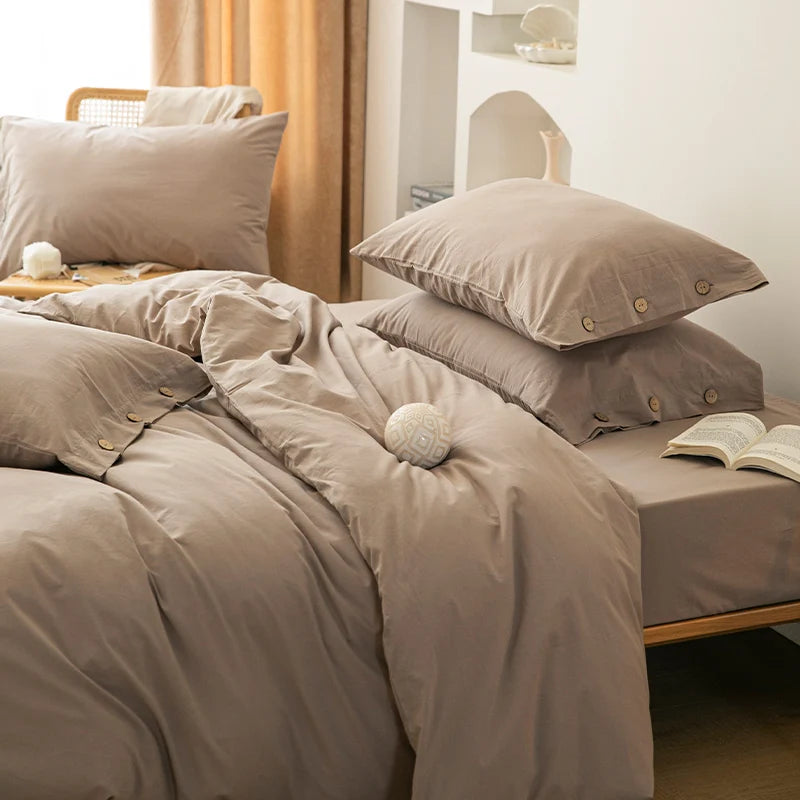 Hight Quality 3pcs  100% cotton bedding set Double Duvet Cover Set 220x240 Solid Twist Cotton King Size Bedding Set Quilt Cover Set