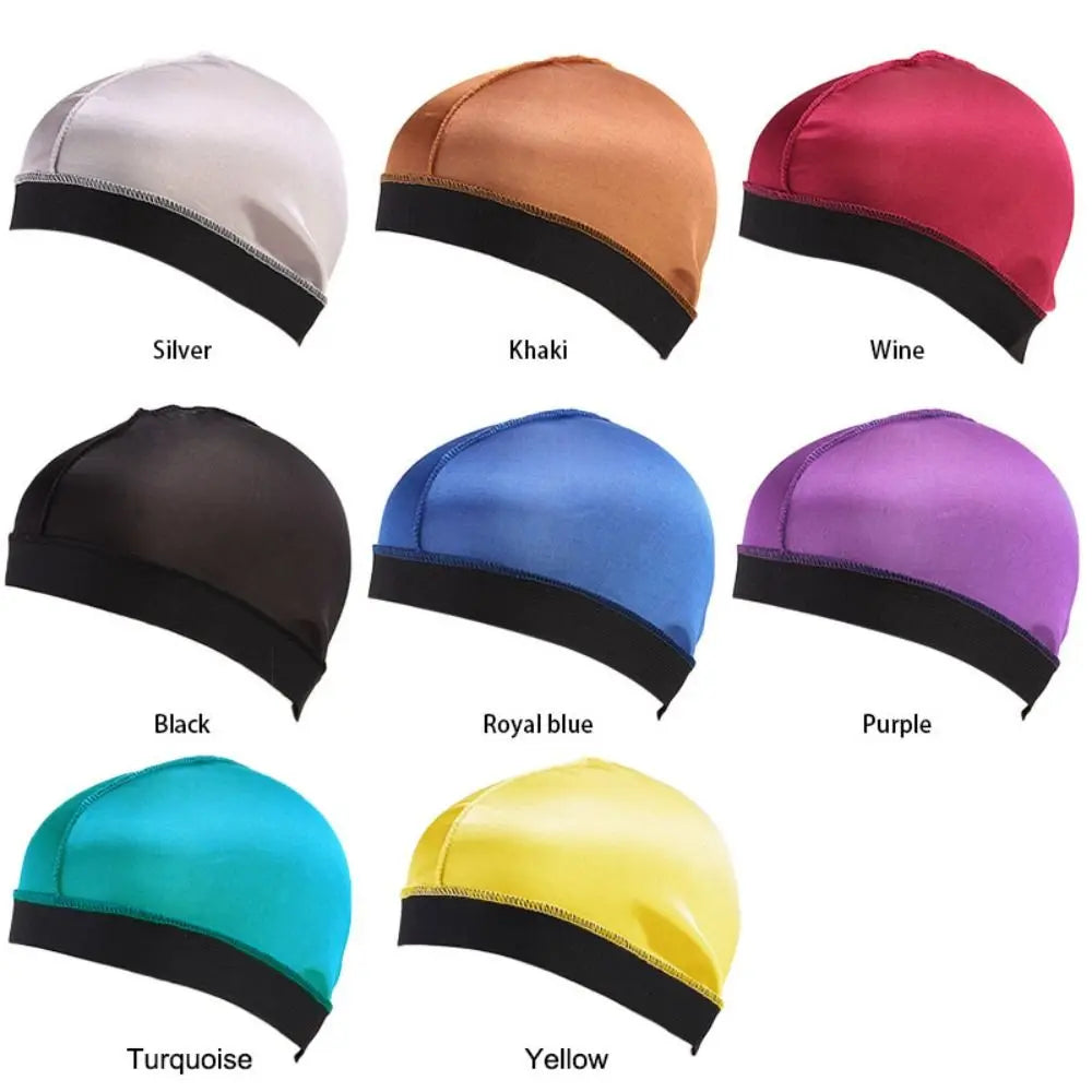 Pure Color Men Caps Durag Style Hats Bonnet Elastic Breathable Wave Caps Polyester Multicolor Durag Cap Men Outdoor Wave Caps