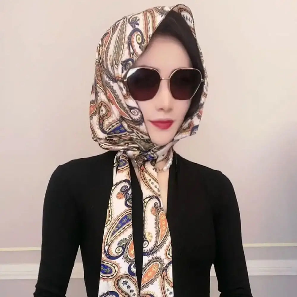 Scarf Style Women Simulation Silk Sunscreen Muslim Turban Hijab Cap Baotou Hat Headscarf