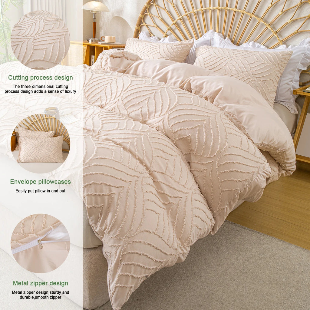 Smooth 3pcs Cutting flower Bedding Set with Zip Closure - Polyester, All-Season Comforter Set (Comforter & Pillow Shams Not Included)