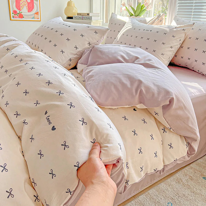 Fluffy 1pc Purple Lavender Printed Duvet Cover Single/Queen/King Size Quilt Cover for Double Bed Flower housse de couette220x240cm