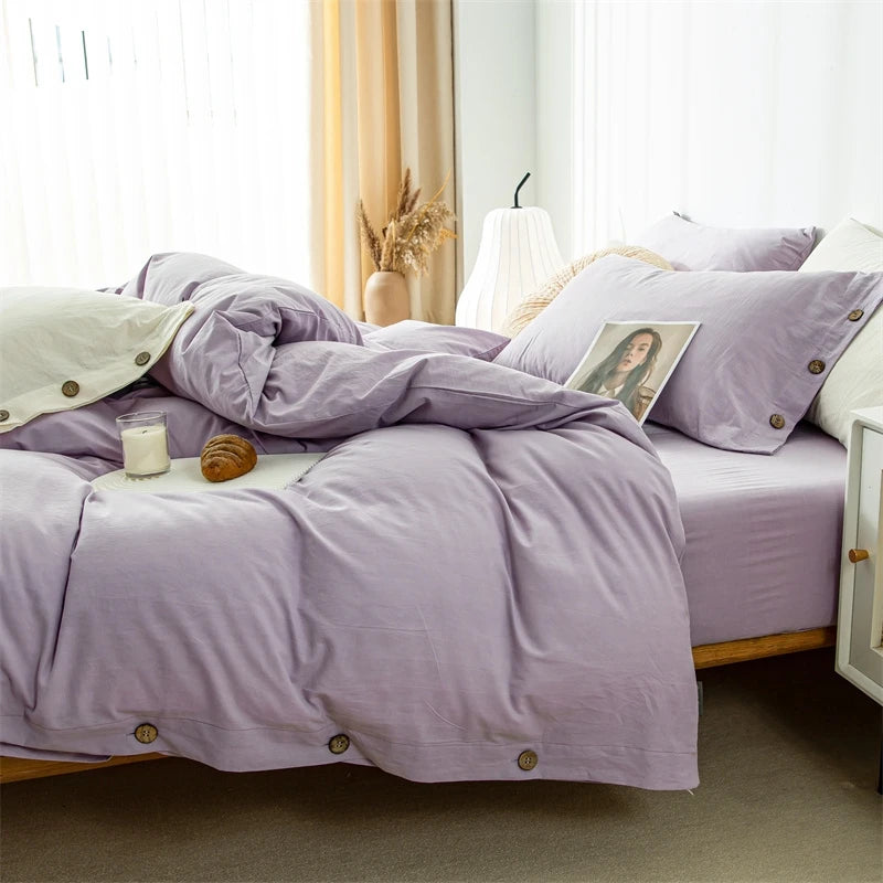 Hight Quality 3pcs  100% cotton bedding set Double Duvet Cover Set 220x240 Solid Twist Cotton King Size Bedding Set Quilt Cover Set