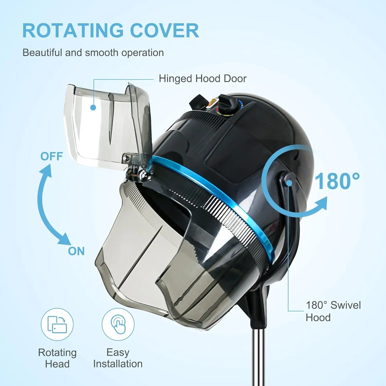 Beauty Salon Professional Adjustable Hooded Hair Dryer with Timer and Wheels for Salon and Home Use