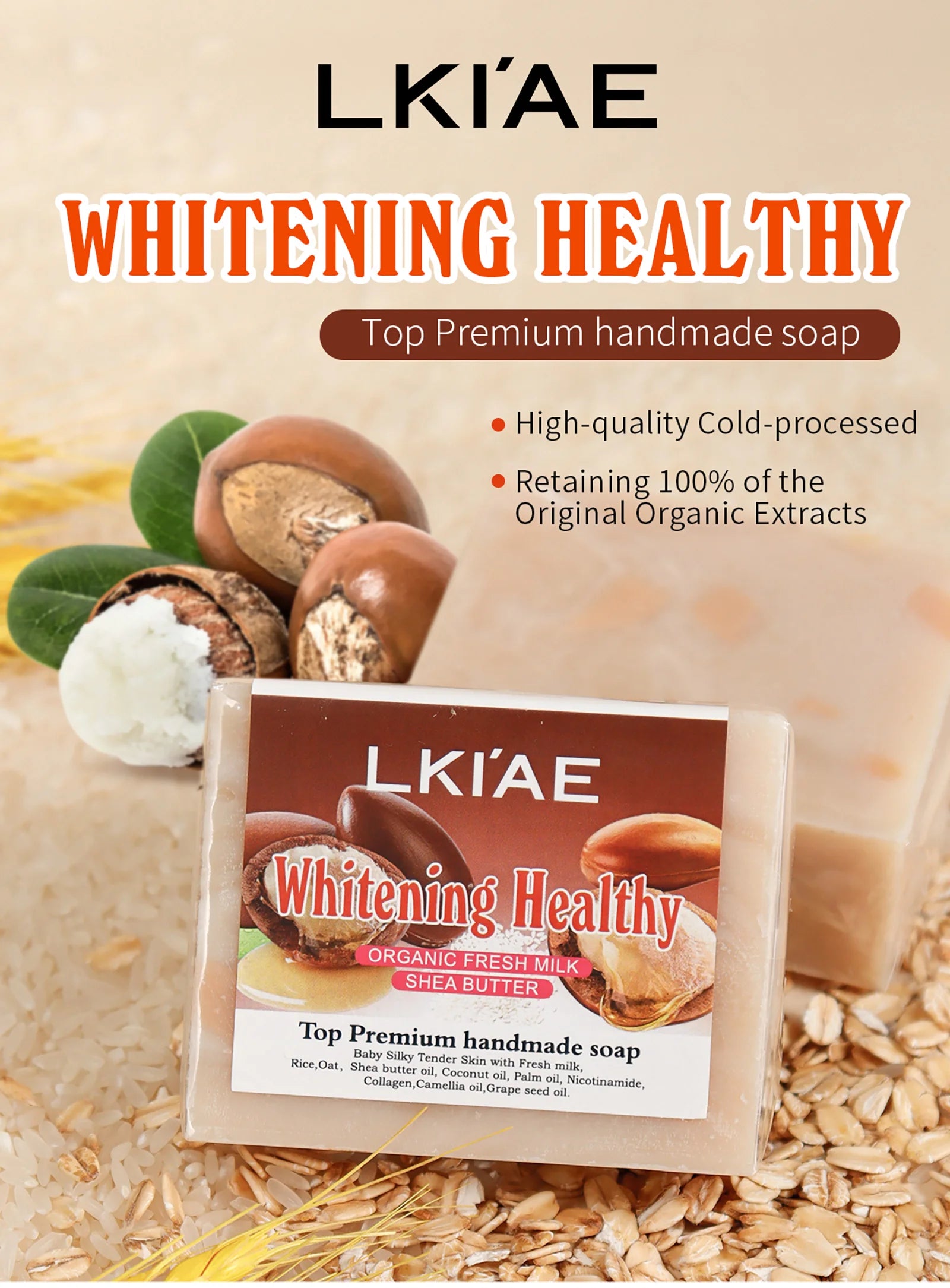 Deep Cleaning Organic Fresh Milk Whitening Soap Bar, Lighten, Improve Skin Elasticity, Handmade Soap For Face, Body and Hands, 150g/5.3 oz