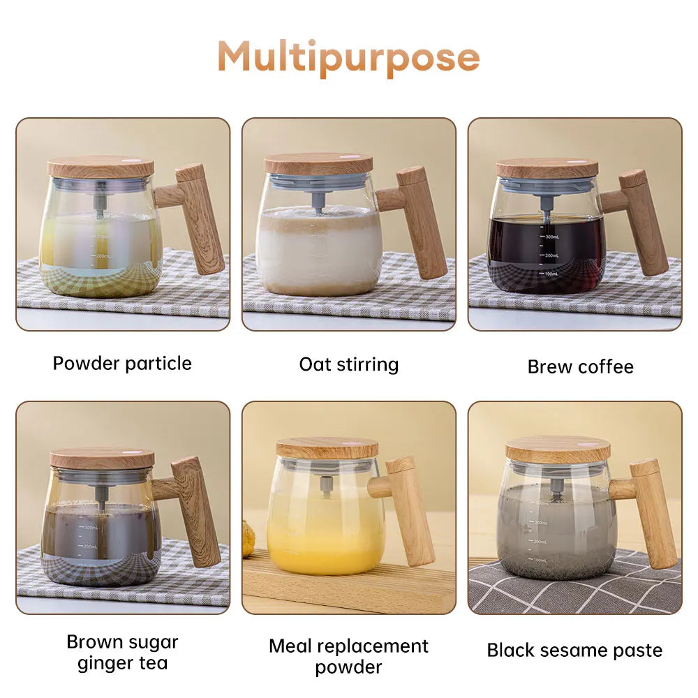 Coffee Stirring Cup Self Mixing Mug Glass Electric Automatic Mixing Cup 400ml Waterproof Electric Mixing Cup Home Supply