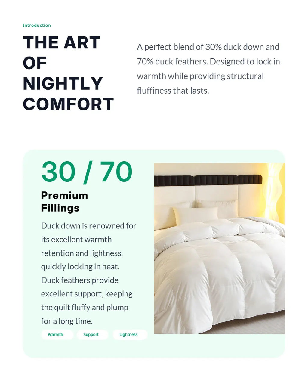 Comforter 1 Piece Duck Feather Quilted Comforter - 100% Duck Feather Full Queen King Twin Size Bedding for Allergy Sufferers