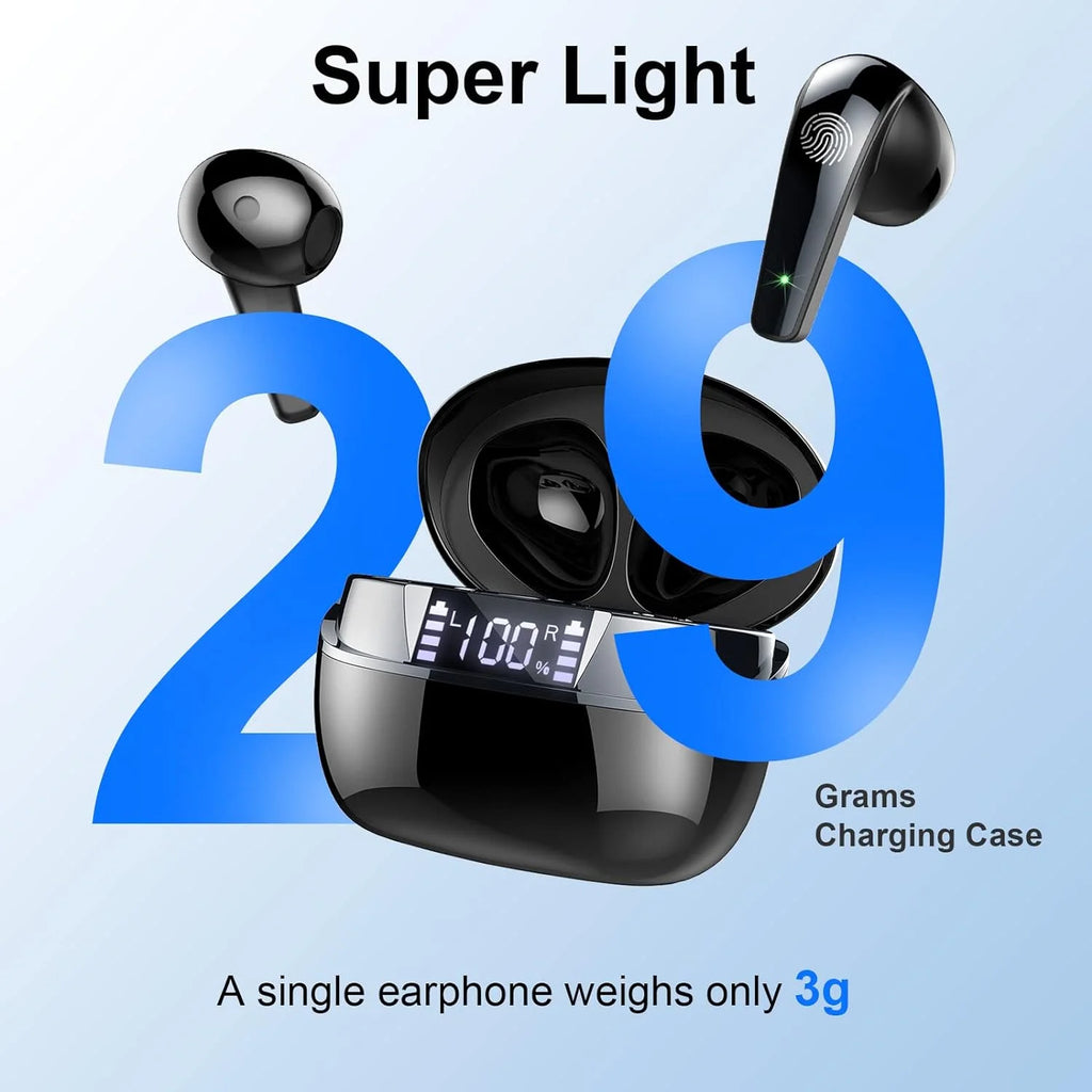 Deep Bass Wireless Earbuds, Bluetooth 5.3 Earbuds Stereo Bass, Noise Cancelling Mic, Earphones IPX7 Waterproof Sports, 35H Playback.