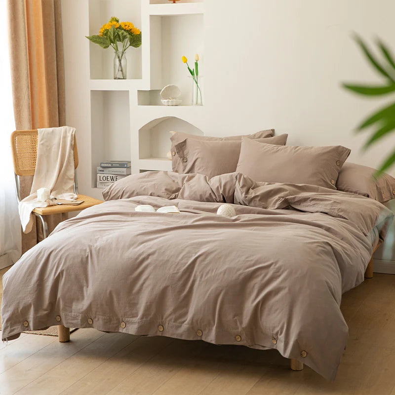 Hight Quality 3pcs  100% cotton bedding set Double Duvet Cover Set 220x240 Solid Twist Cotton King Size Bedding Set Quilt Cover Set